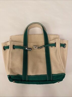 **Viral** Sunwin BOATKIN Beige & Green Canvas Tote Bag - Small Size